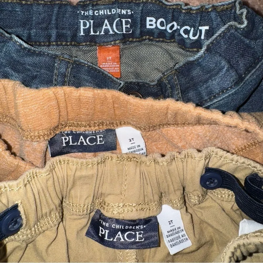 The Children's Place size 2t Kids Jeans and Joggers - Blue, Tan, Beige bundle